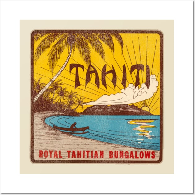 Defunct Tahiti Bungalows Travel Souvenir Luggage Label Wall Art by darklordpug